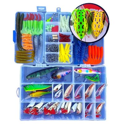 Lyu Bao 270 PCS Fishing Lures Kit Set for Bass Trout Salmon Saltwater Freshwater Including Spoon Lures Soft Hard Plastic Worms CrankBait Jigs Topwater Frog Lures with Free Tackle Box