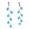 Grace Jun Luxury Bridal Style Blue Crystal Clip on earrings for Women Wedding Not Allergy (Blue clip-on) view 1