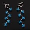 Grace Jun Luxury Bridal Style Blue Crystal Clip on earrings for Women Wedding Not Allergy (Blue clip-on) view 2
