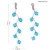 Grace Jun Luxury Bridal Style Blue Crystal Clip on earrings for Women Wedding Not Allergy (Blue clip-on) view 3