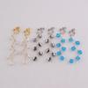 Grace Jun Luxury Bridal Style Blue Crystal Clip on earrings for Women Wedding Not Allergy (Blue clip-on) view 4