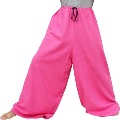 RaanPahMuang Brand Very Wide Straight Cut Baggy Cotton Medieval Pants, Large, Cerise Pink