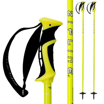 Zipline Blurr 16.0 Graphite Composite Downhill Ski Poles - Lightweight, Freeride All-Mountain, Vibration Dampening (Screaming Yellow, 42" in./107 cm)