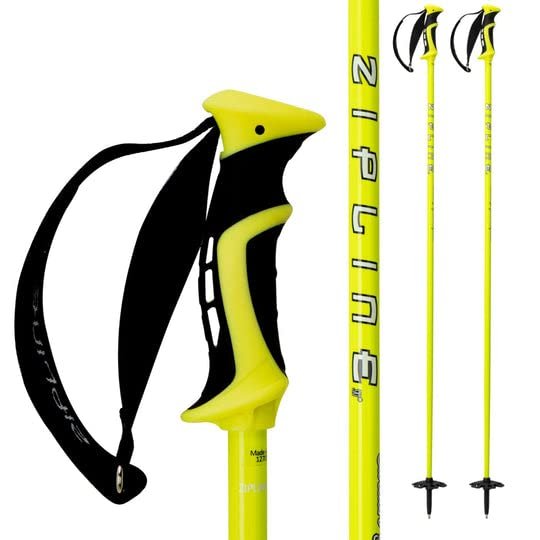 Zipline Blurr 16.0 Graphite Composite Downhill Ski Poles - Lightweight, Freeride All-Mountain, Vibration Dampening (Screaming Yellow, 42" in./107 cm)