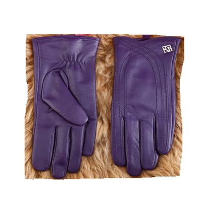 NappaNovum Women's Nappa Leather Gloves Lambskin Gloves Winter Warm Gloves (XL, Purple)