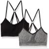 Hanes Big Girl's ComfortFlex Fit Seamless Racerback 2-Pack Bra, Gravey Grey Heather/Black, Large view 1