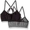 Hanes Big Girl's ComfortFlex Fit Seamless Racerback 2-Pack Bra, Gravey Grey Heather/Black, Large view 2