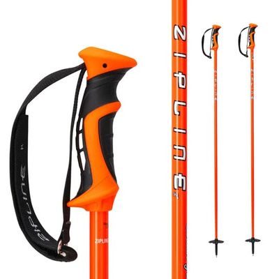 Zipline Blurr 16.0 Graphite Composite Downhill Ski Poles - Lightweight, Freeride All-Mountain, Vibration Dampening (Orioles Orange, 40" in./102 cm)