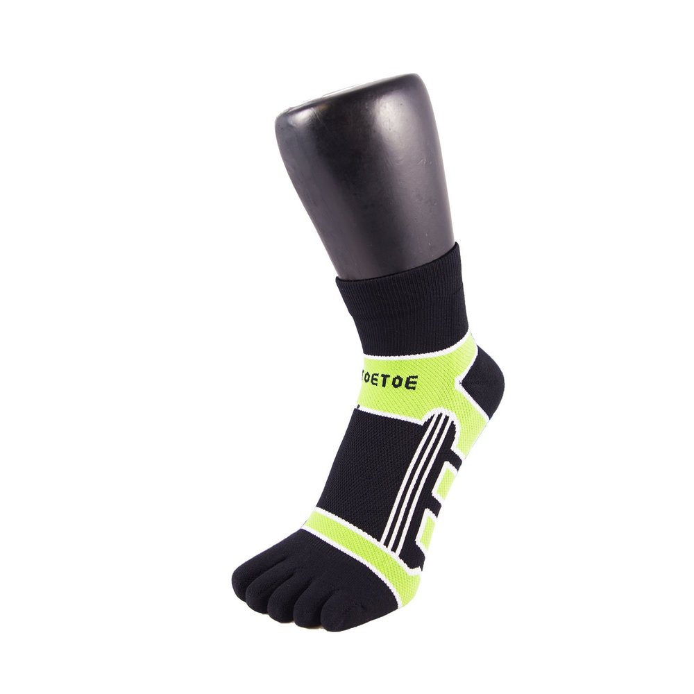 TOETOE - Sports Micro-Fibre Running Micro Crew Toe Socks (Green, 3.5-6)