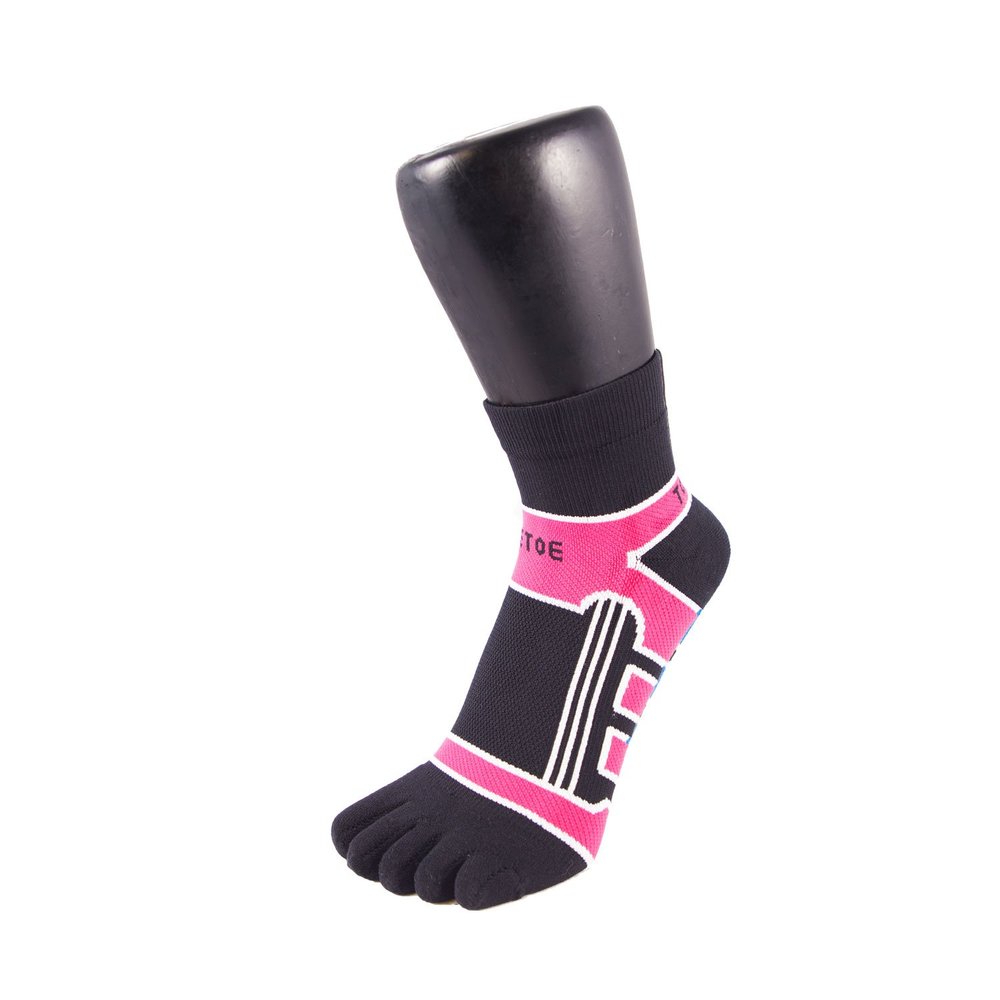 TOETOE - Sports Micro-Fibre Running Micro Crew Toe Socks (Pink, 6.5-9)