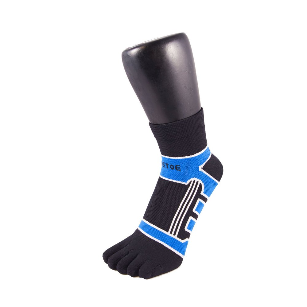 TOETOE - Sports Micro-Fibre Running Micro Crew Toe Socks (Blue, 3.5-6)