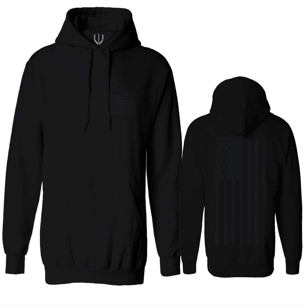 0021. Vintage American Flag United States of America Military us USA Patriotic Style Sweatshirt Pullover Hoodie (Black, X-Large)