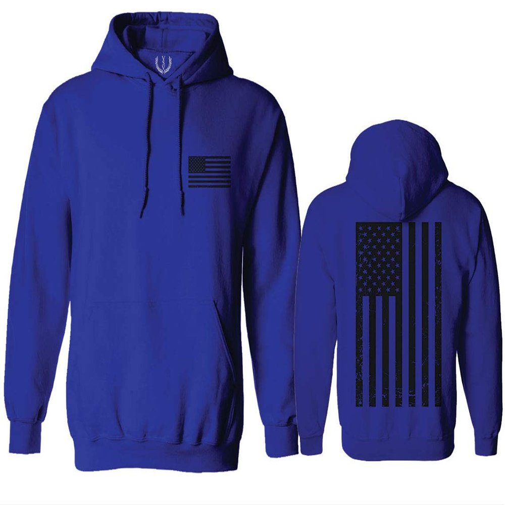 0021. Vintage American Flag United States of America Military us USA Patriotic Style Sweatshirt Pullover Hoodie (Royal, Small)