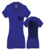 0021. Vintage American Flag United States of America Military us USA Patriotic Style for Women V Neck Fitted T Shirt (Royal Medium) view 1