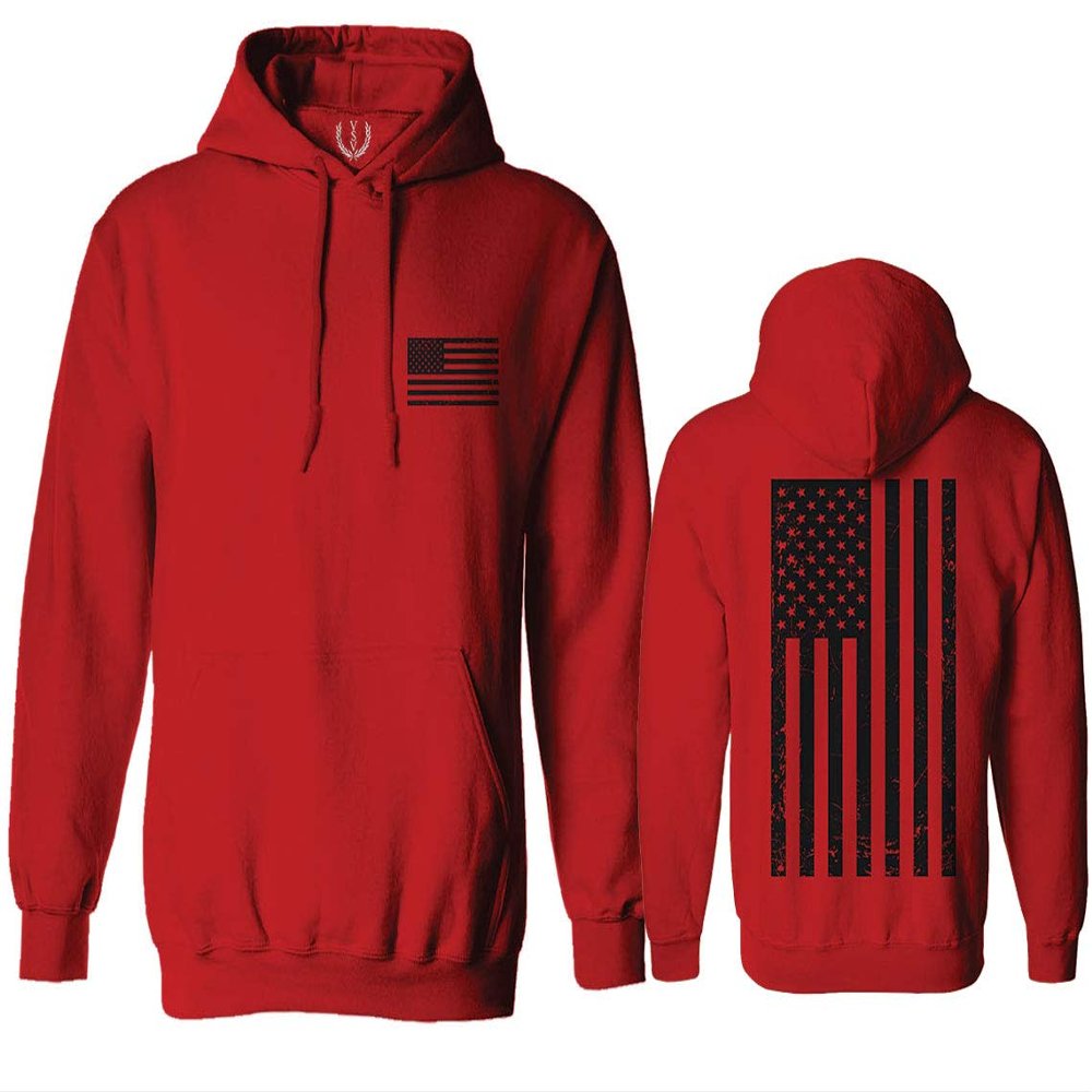 0021. Vintage American Flag United States of America Military us USA Patriotic Style Sweatshirt Pullover Hoodie (RED, X-Large)