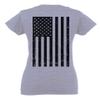 0021. Vintage American Flag United States of America Military us USA Patriotic Style for Women V Neck Fitted T Shirt (Light Gray Small) view 3