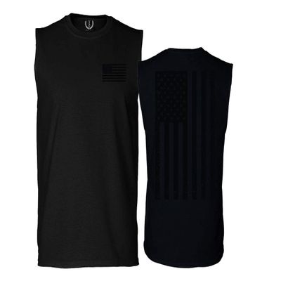 0021. Vintage American Flag United States of America Military us USA Patriotic Style Men's Muscle Tank Sleeveles t Shirt (Black Small)