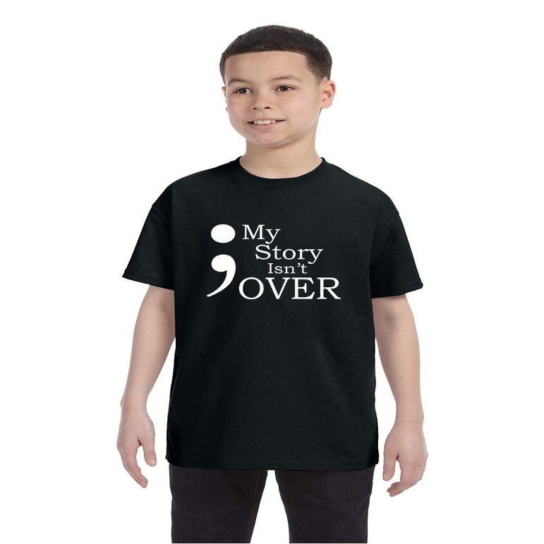 ALLNTRENDS Kids Youth T Shirt My Story Isn't Over Semicolon Tshirt (S, Black)