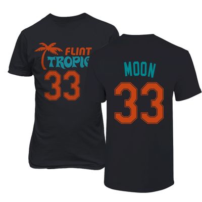 KINGS SPORTS Flint Tropics Jackie Moon 33 Semi Pro Basketball Men's T Shirt (Black,L)