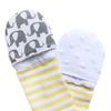 Handsocks Plushy Stay On Strap-Free No-Scratch & Warmth Mittens (Medium 6-12 Months. Bicep Size Should be Bicep 5.0"-8.0"), Olivia (Grey/Yellow Elephant) - One Pair view 2