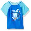 Swim Time Boys' Colorblock UPF 50+ Short Sleeve Rashguard, Navy I'm a Catch, X-Large view 1