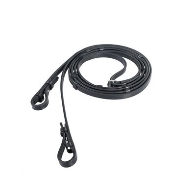 Horze Laelia Leather Reins with Stops - Black - Horse