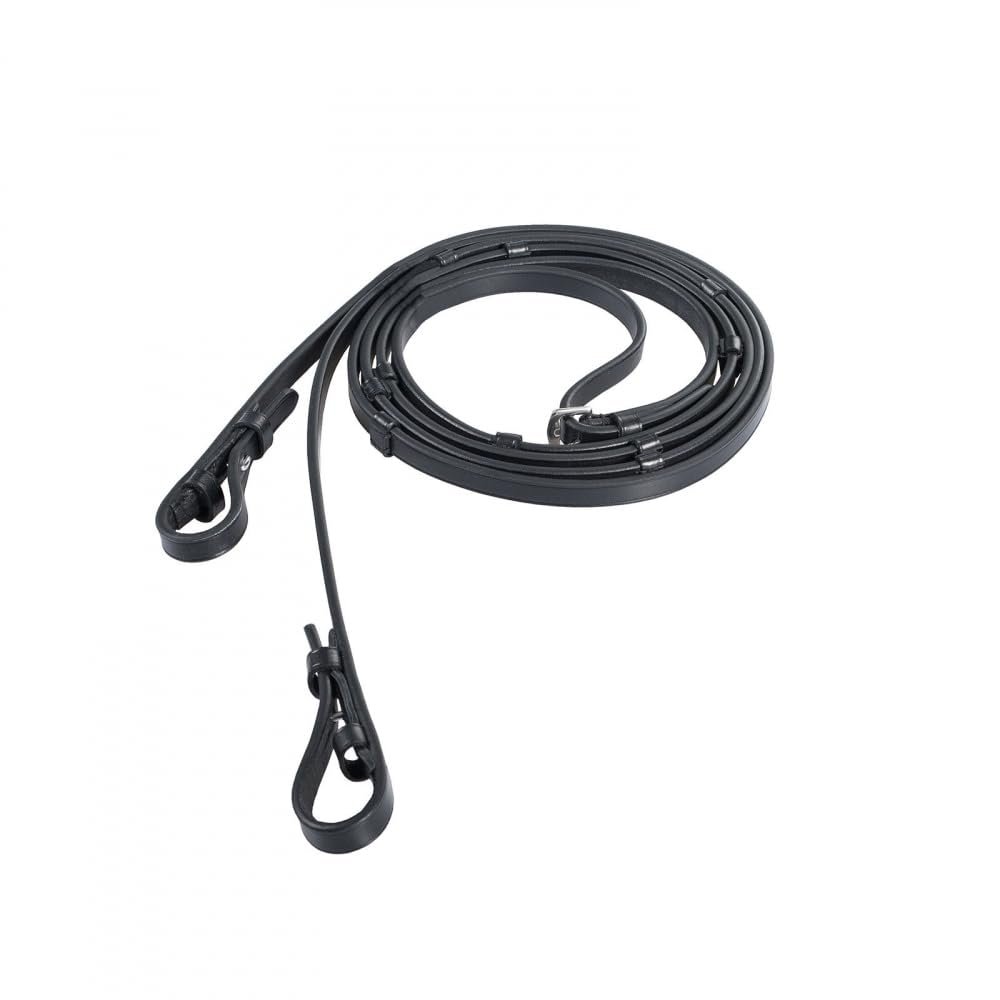 Horze Laelia Leather Reins with Stops - Black - Horse