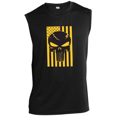 Mens Sleeveless sweat Wicking Muscle Performance T-Shirts American skull Design XS-4XL