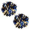 Metallic Cheerleader Cheerleading Pom Poms 6 inch 1 Pair (Royal Blue/Gold) view 2