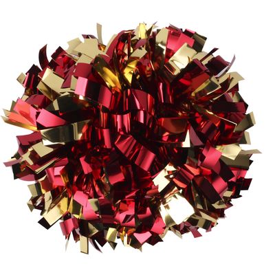 Metallic Cheerleader Cheerleading Pom Poms 6 inch 1 Pair (Red/Gold)