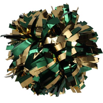 Metallic Cheerleader Cheerleading Pom Poms 6 inch 1 Pair (Forest Green/Gold)