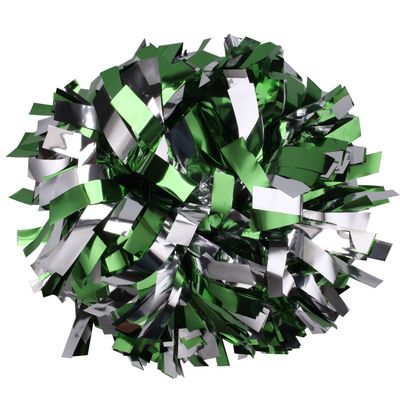 Metallic Cheerleader Cheerleading Pom Poms 6 inch 1 Pair (Kelly Green/Silver)