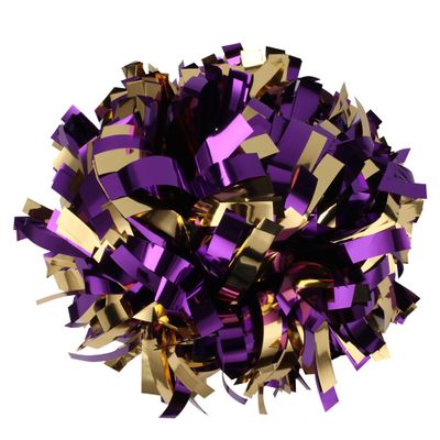 Metallic Cheerleader Cheerleading Pom Poms 6 inch 1 Pair (Purple/Gold)