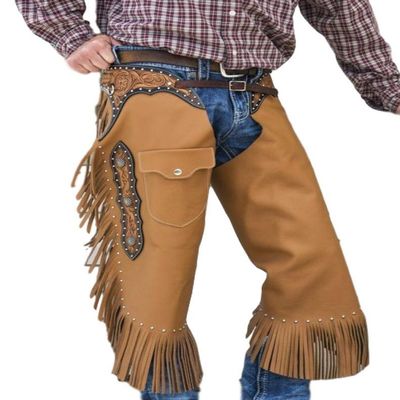 Tough 1 Premium Leather Chinks Floral Yoke Med Tan