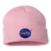 Go All Out One Size Pink Cuffed NASA Insignia Logo Embroidered Cuffed Knit Beanie Cap view 1