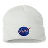 Go All Out One Size White Cuffed NASA Insignia Logo Embroidered Cuffed Knit Beanie Cap view 1