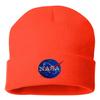 Go All Out One Size Blaze Orange Cuffed NASA Insignia Logo Embroidered Cuffed Knit Beanie Cap view 1