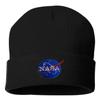 Go All Out One Size Black Cuffed NASA Insignia Logo Embroidered Cuffed Knit Beanie Cap view 1