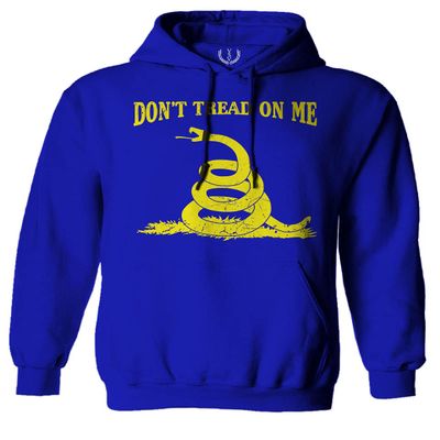 0024. American Don't Tread ON ME Military Combat United State Patriotic Style Sweatshirt Pullover Hoodie (Royal, Large)