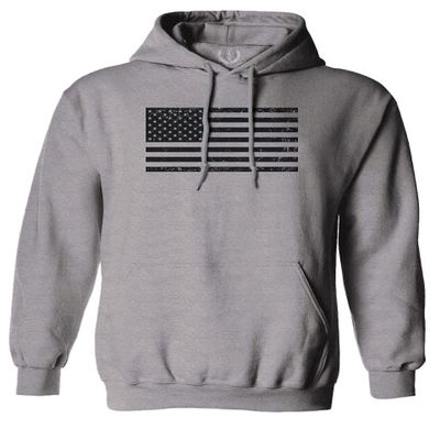 0023. United States of America Vintage American Flag USA us Military Patriotic Style Sweatshirt Pullover Hoodie (Light Gray, Large)