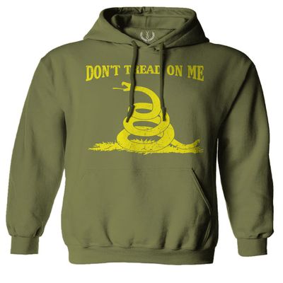 0024. American Don't Tread ON ME Military Combat United State Patriotic Style Sweatshirt Pullover Hoodie (Olive, X-Large)