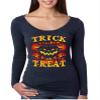 ALLNTRENDS Women's Shirt Trick Or Treat Cool Halloween Pumpkin Shirt (L, Vintage Navy) view 1