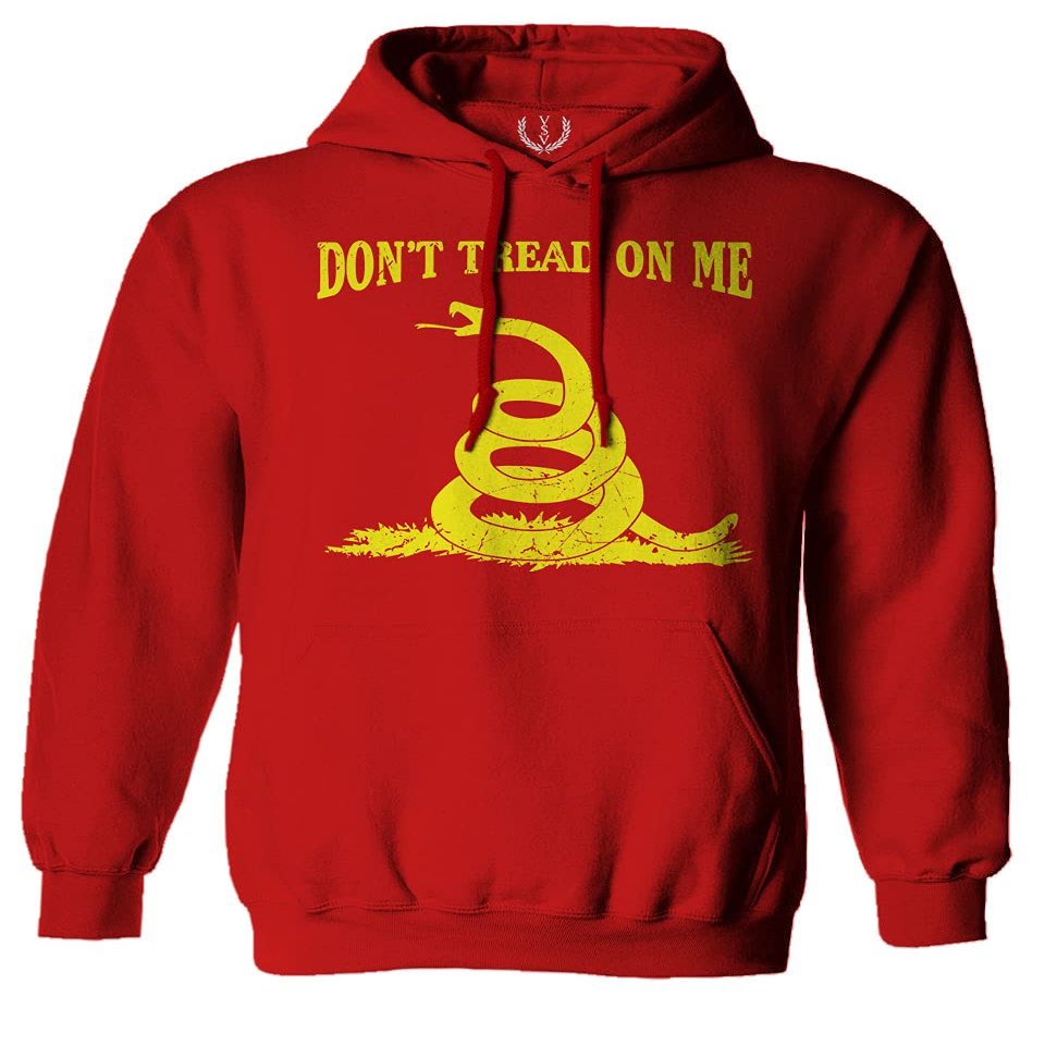 0024. American Don't Tread ON ME Military Combat United State Patriotic Style Sweatshirt Pullover Hoodie (RED, X-Large)