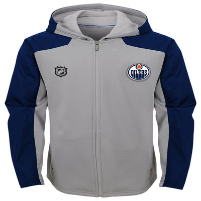 NHL Edmonton Oilers Youth Boys"Delta" Full Zip Jacket, Medium(5-6), Magenta Pique Heather