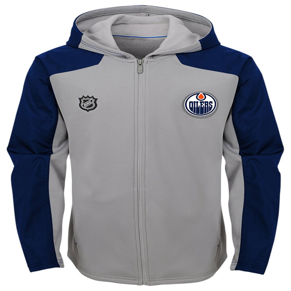 NHL Edmonton Oilers Youth Boys"Delta" Full Zip Jacket, Medium(5-6), Magenta Pique Heather