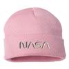 One Size Pink Cuffed NASA Worm Logo Embroidered Cuffed Knit Beanie Cap view 1