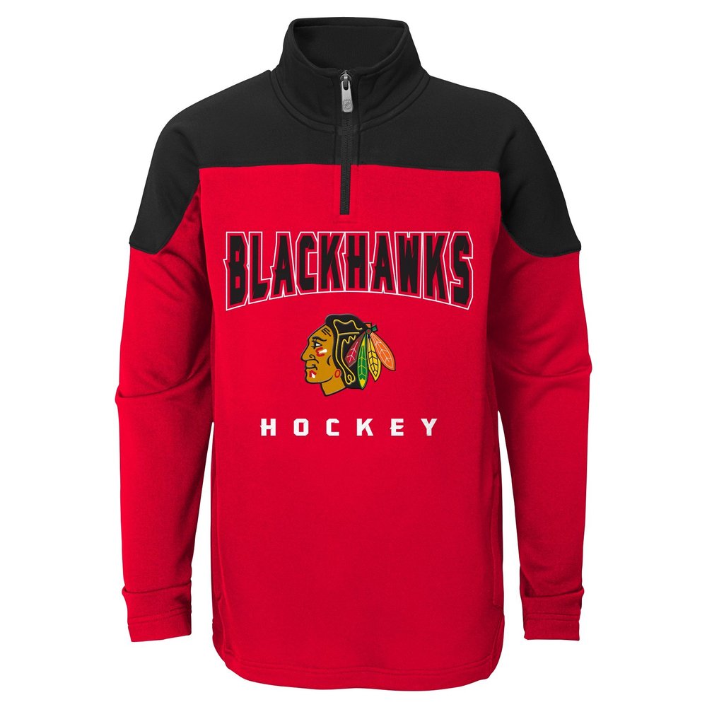 Outerstuff NHL Chicago Blackhawks Youth Boys Prospect 1/4 Zip, Large(14-16), Red