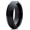 6mm Black Brushed Tungsten Carbide Wedding Ring Polished Beveled Edges Mens Womens Band 9.5 9.5 view 1