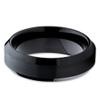 6mm Black Brushed Tungsten Carbide Wedding Ring Polished Beveled Edges Mens Womens Band 9.5 9.5 view 2