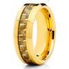 8mm Polished Yellow Tungsten Carbide Wedding Ring Carbon Fiber Inlay Stepped Edge Band 8 view 1